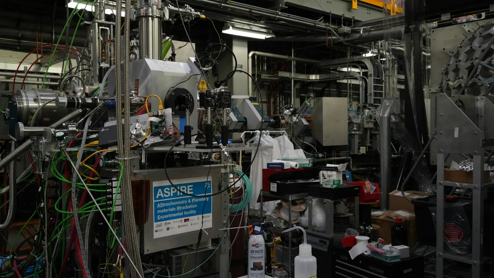 Wide view of a research and engineering laboratory with equipment