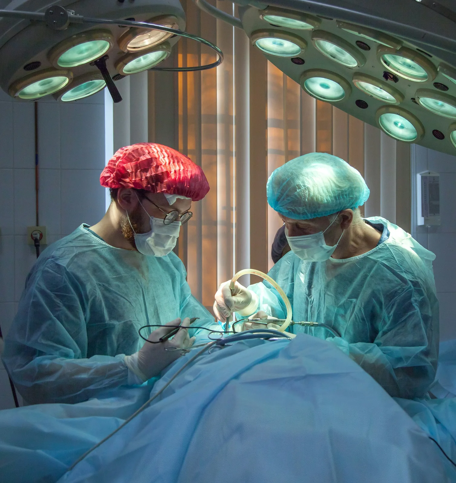 Surgical team working in a clinical training environment